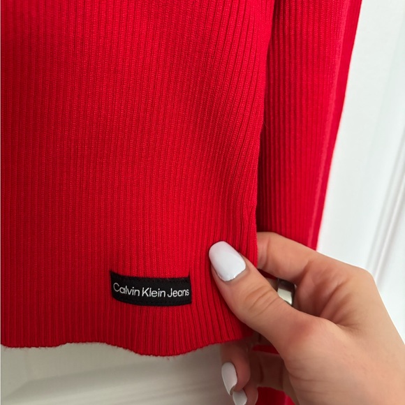 Calvin Klein Jeans Red Ribbed Sweater - Picture 2 of 5